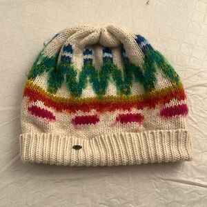 American Eagle Outfitters cream multicolor winter beanie hat